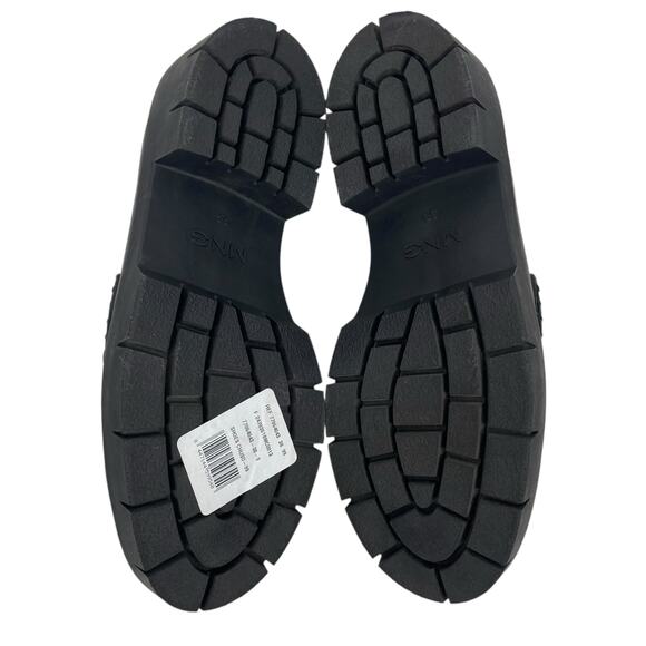 Mango Lug Sole Leather Loafer with Metallic Detail Black Size 38/ 7.5 - Picture 9 of 12